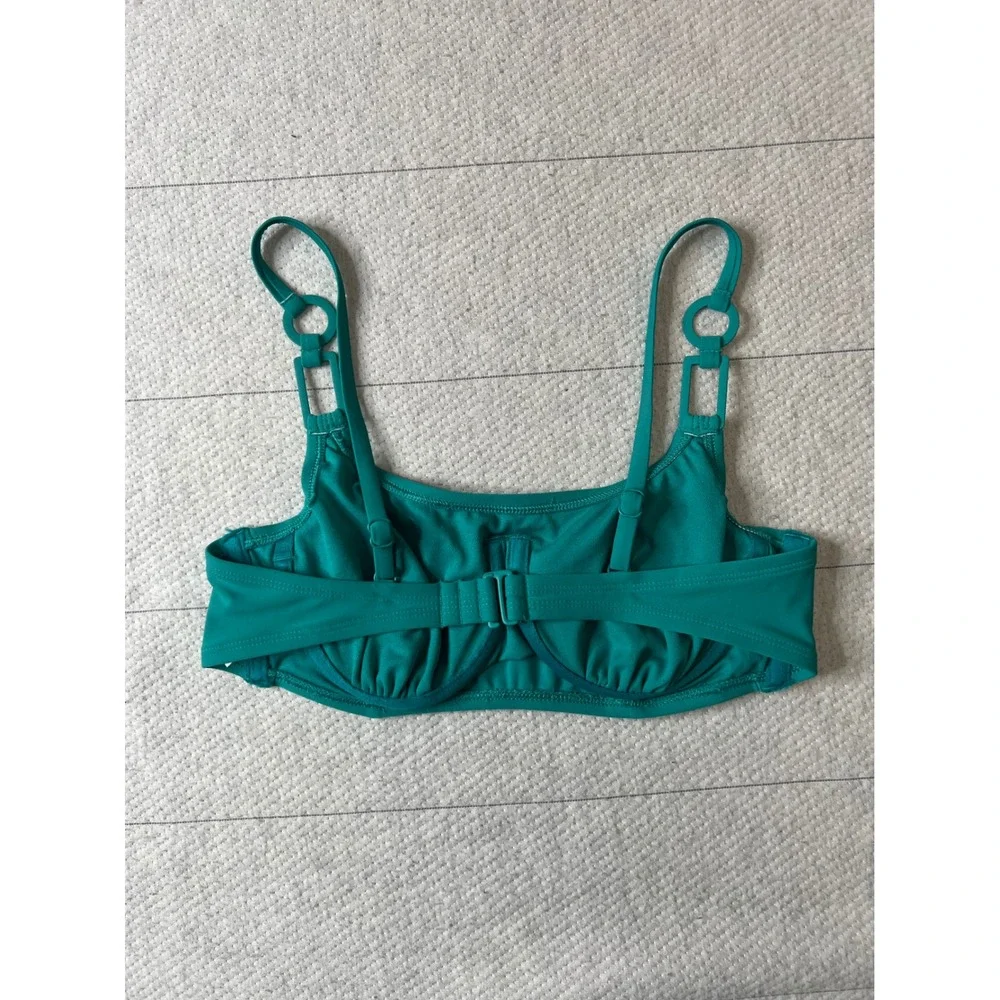 Shade & Shore Women Teal Underwire Bikini Top Ring Straps 34C Green